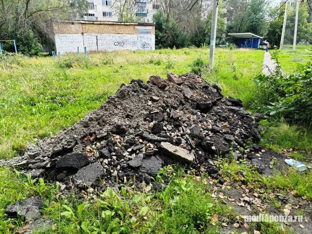 «Лето в городе». Детскую площадку на улице Суворова в Пензе завалили спиленными деревьями